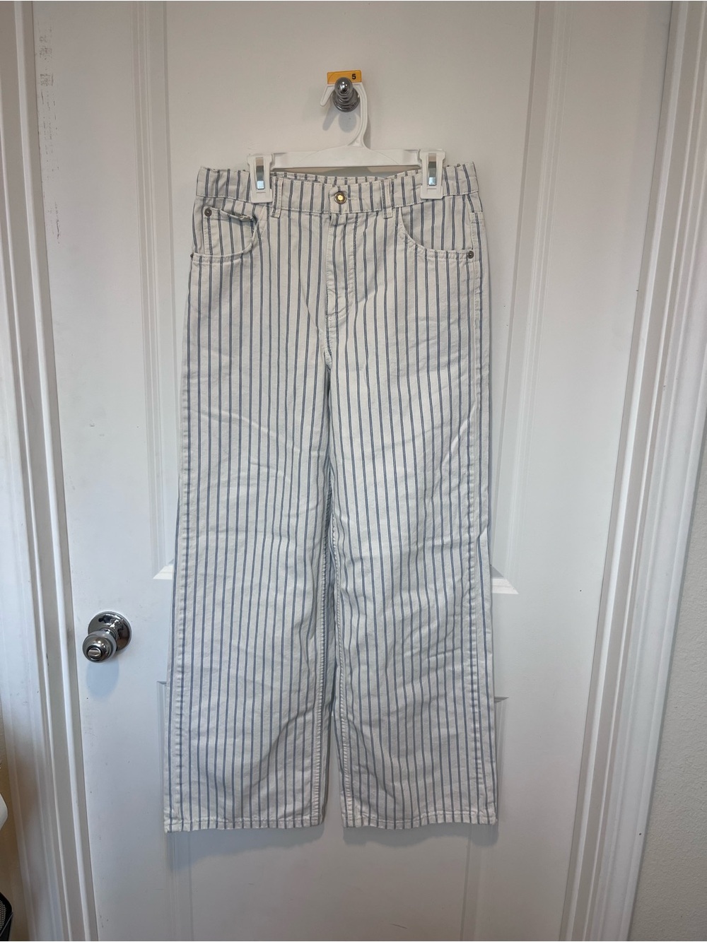Zara White and Blue striped jeans